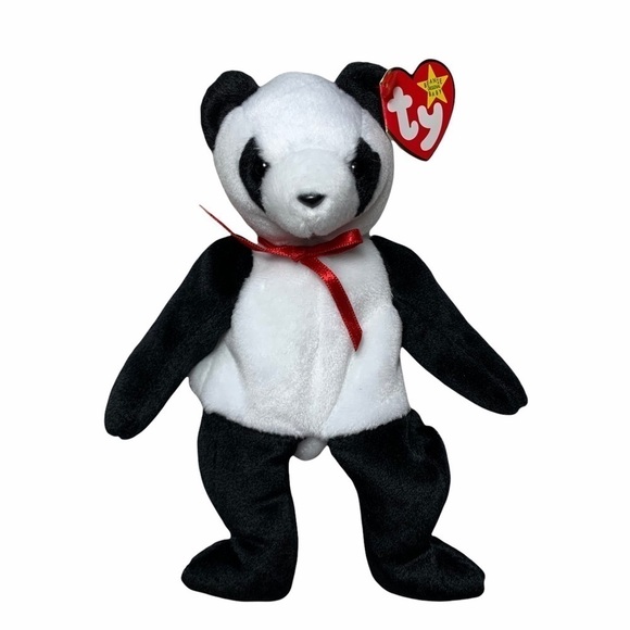 TY Beanie Baby 90’s Fortune Panda Plush Bear With Rare  Tag Errors Collector - Picture 3 of 16
